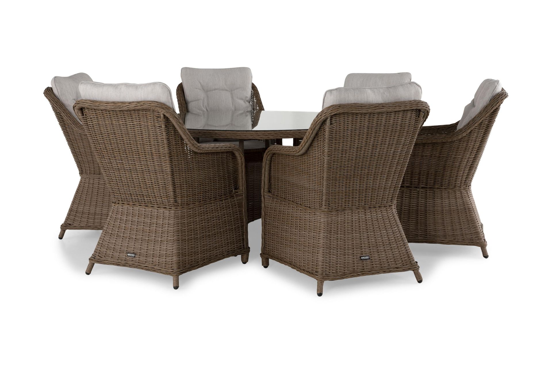 Marcus Spisebordssæt 140 Rund + 6 Lænestole m Hynde - Natur