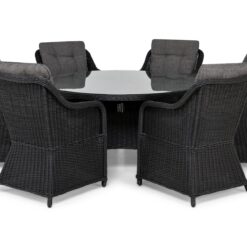 Marcus Spisebordssæt 140 Rund + 6 Lænestole m Hynde - Sort