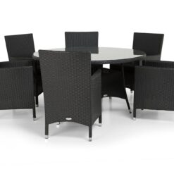 Thor Havesæt Ø140 + 6 Thor Lænestole - Sort