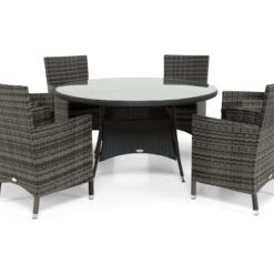 Thor Havesæt Ø140 + 6 Thor Lænestole - Sort/Grå