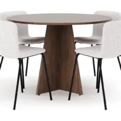 Bootcut Rundt Lille Spisebord i Valnød 110 cm med 4 Katy Spisestole -