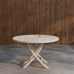 Kenya rundt spisebord 120 cm udendørs - Hvidkalket