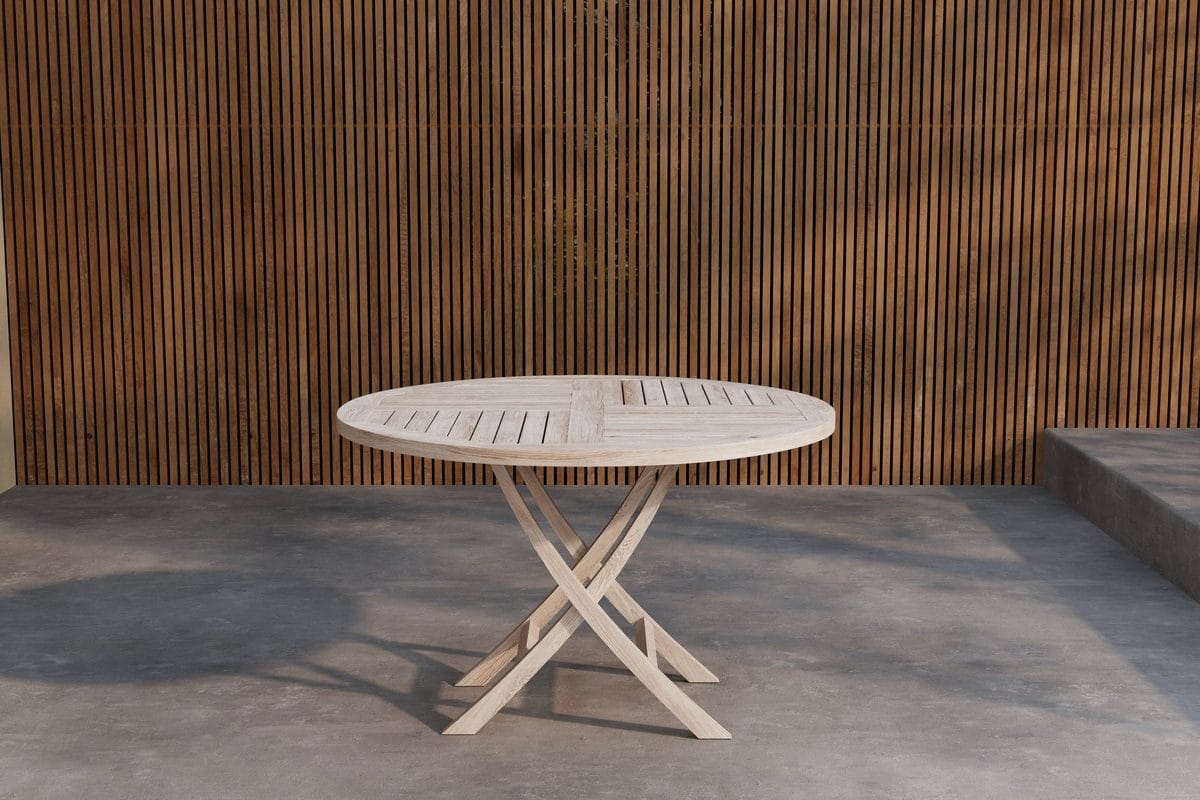 Kenya rundt spisebord 120 cm udendørs - Hvidkalket