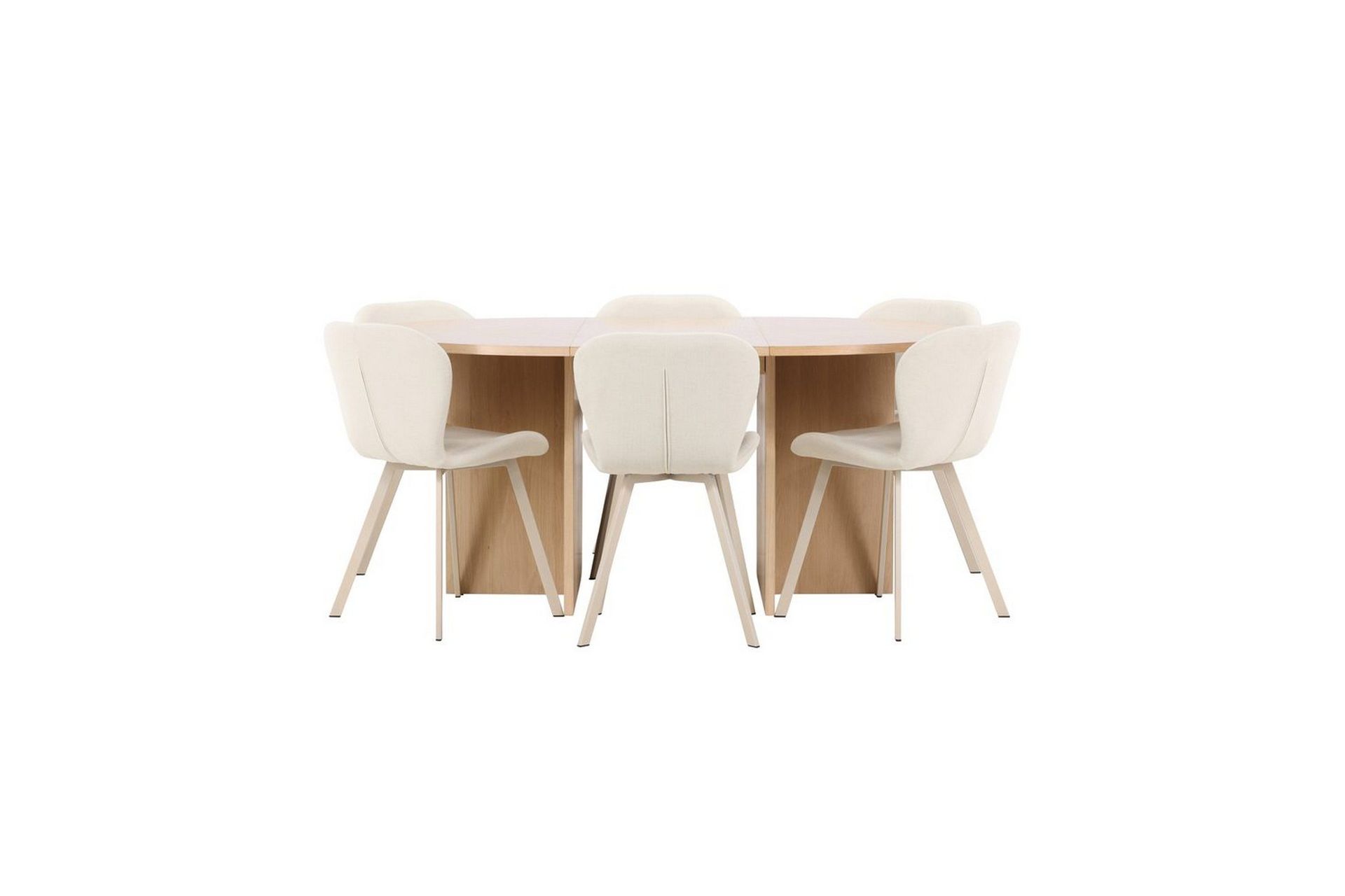 Spisegruppe Strada Rundt 120/170 cm Hvid med Lilja Stole 6 stk - 6 stk