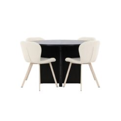 Spisegruppe Strada Rundt 120/170 cm Sort med Lilja Stole 4 stk - 4 stk