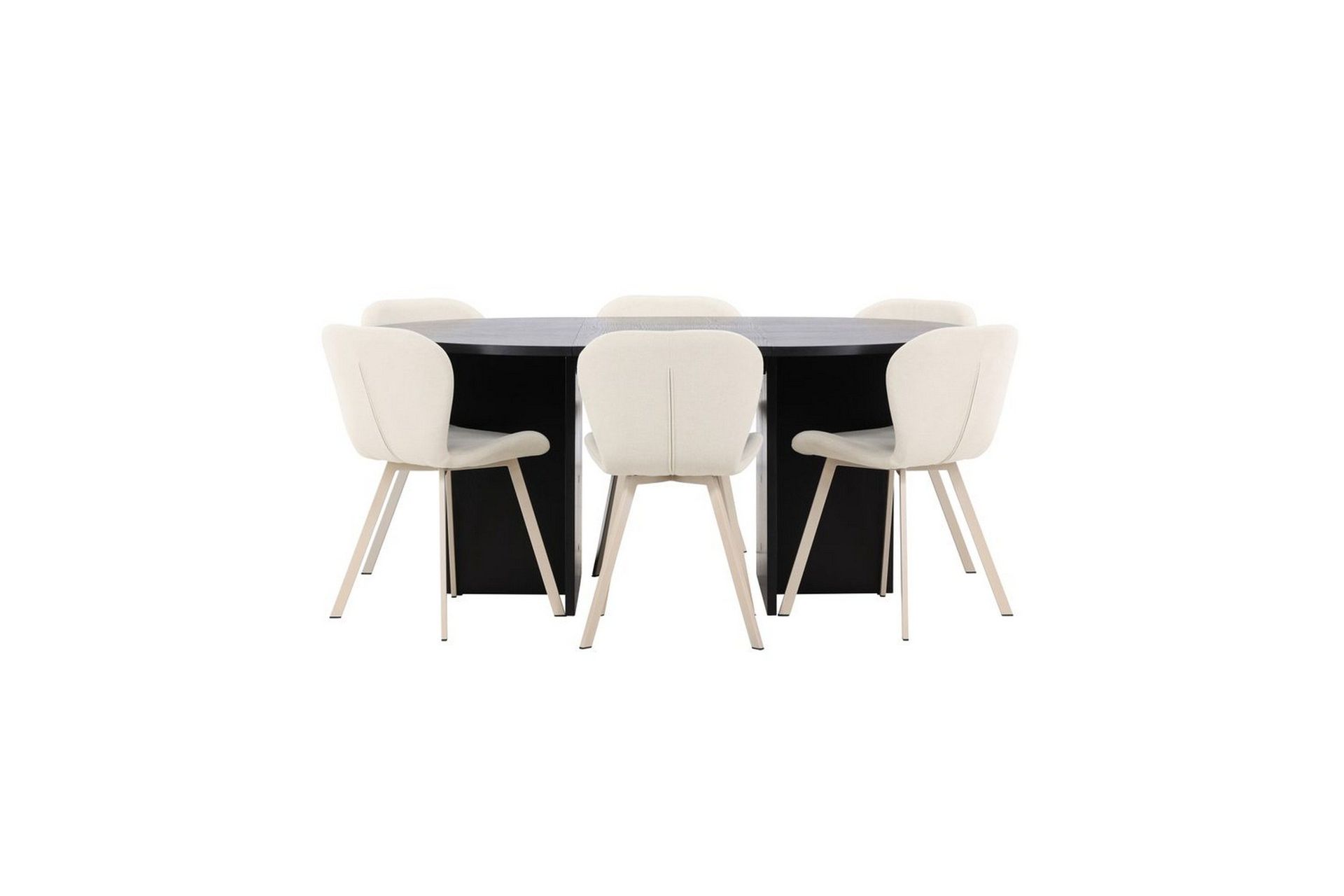 Spisegruppe Strada Rundt 120/170 cm Sort med Lilja Stole 6 stk - 6 stk