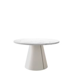 Aurion Spisebord rundt udtrækkeligt 100-174 cm - beige, hvid marmor