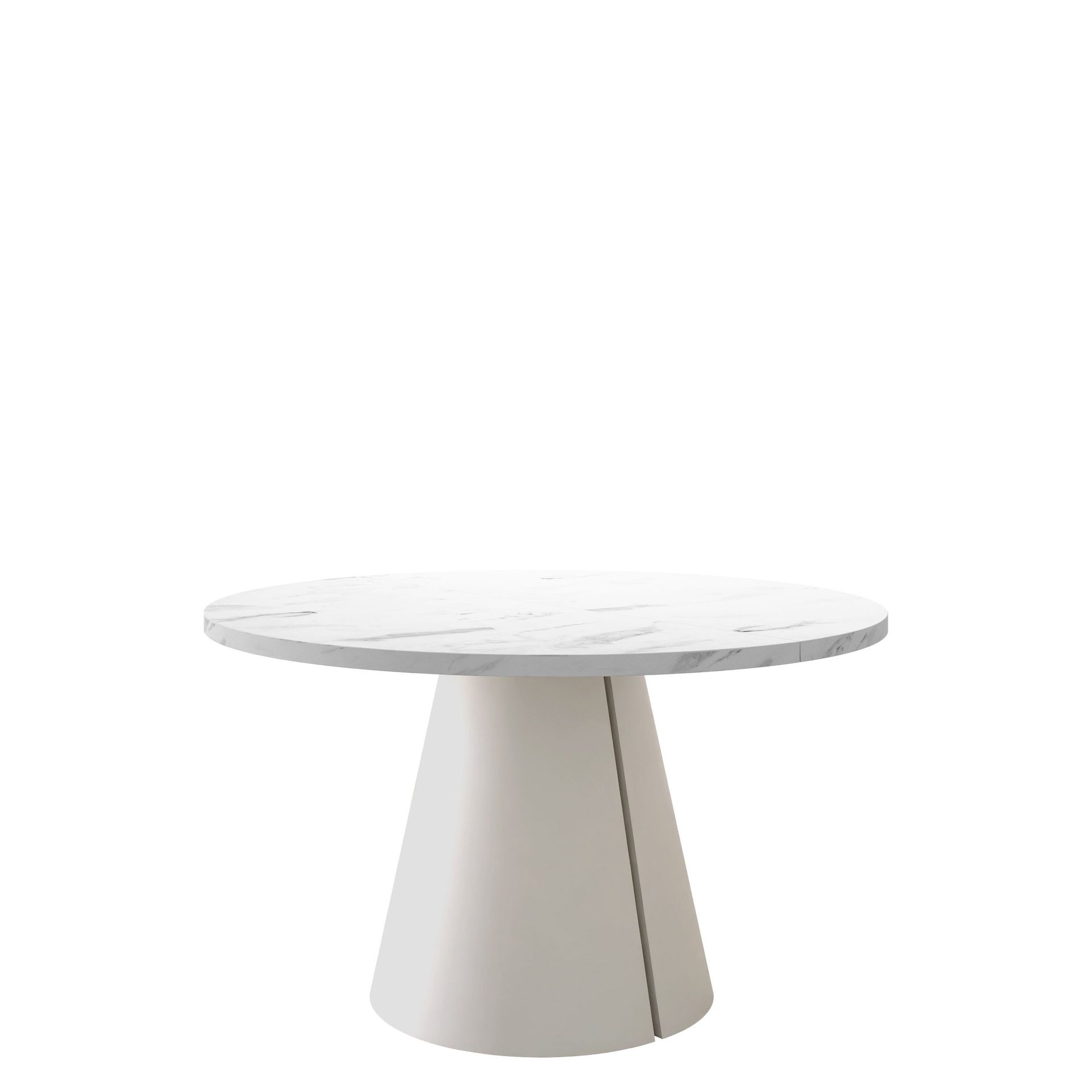 Aurion Spisebord rundt udtrækkeligt 120-196 cm - beige, hvid