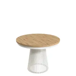 Erylan Spisebord rundt udtrækkeligt 100-180 cm - Hvid, natur