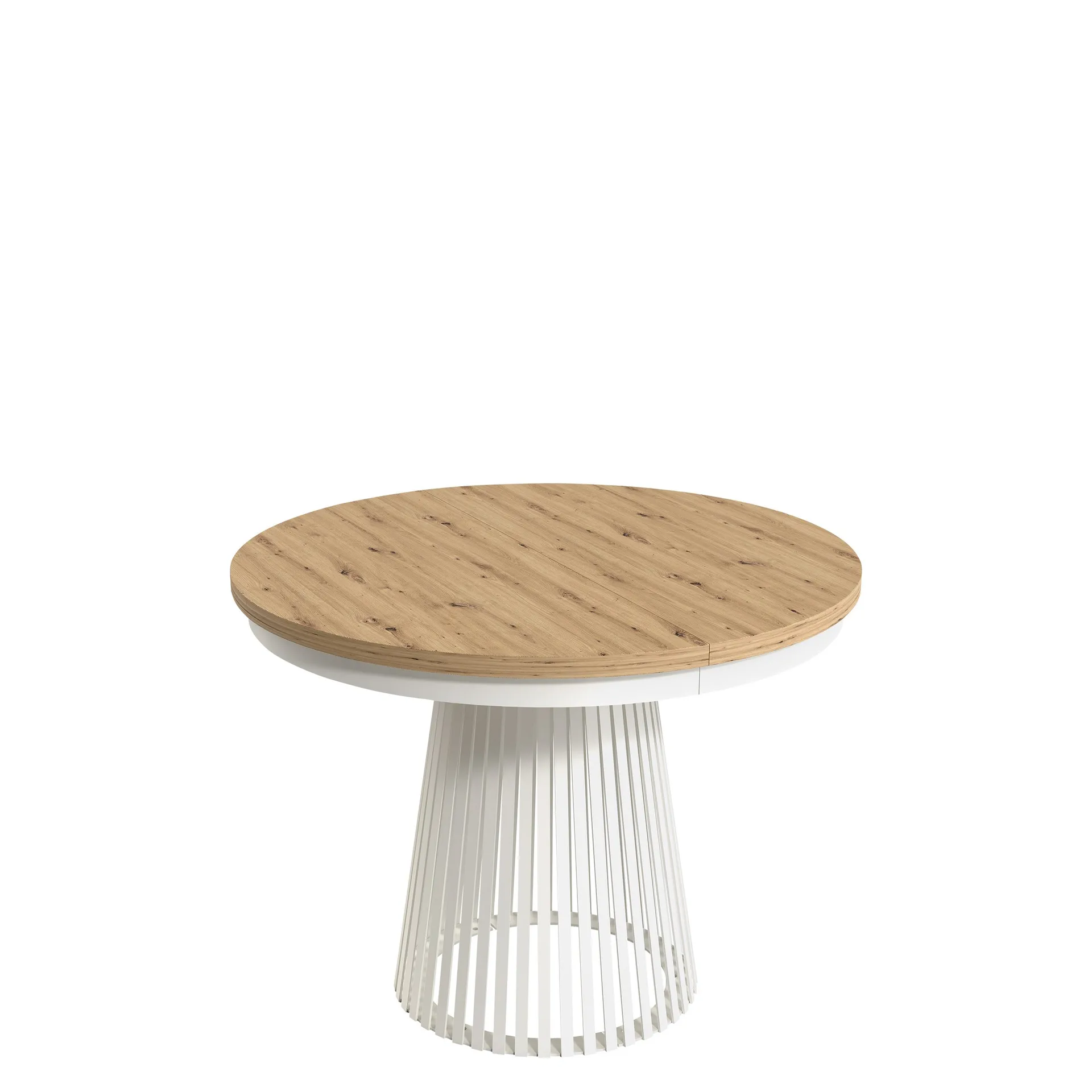 Erylan Spisebord rundt udtrækkeligt 100-180 cm - Hvid, natur