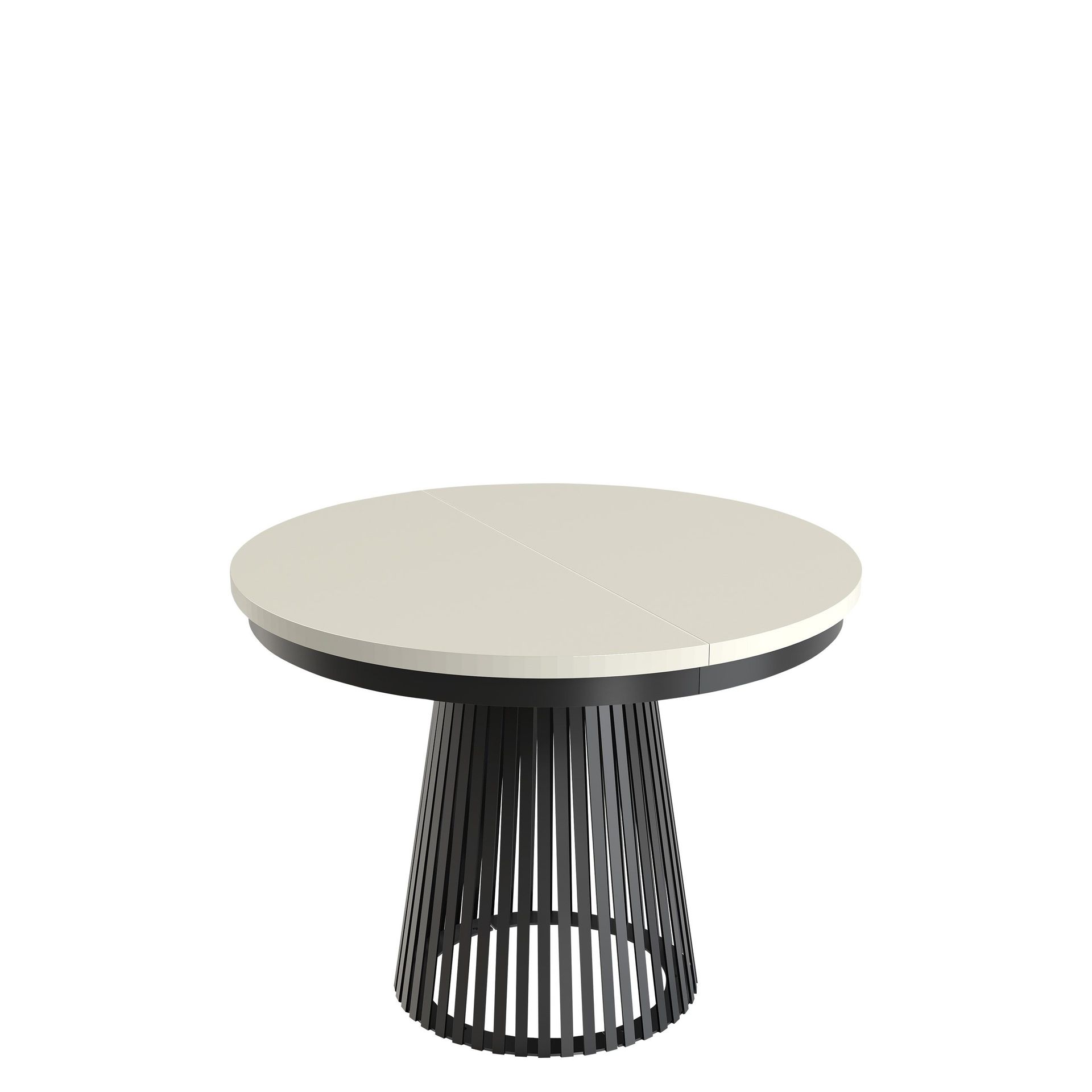 Erylan Spisebord rundt udtrækkeligt 100-180 cm - sort, beige