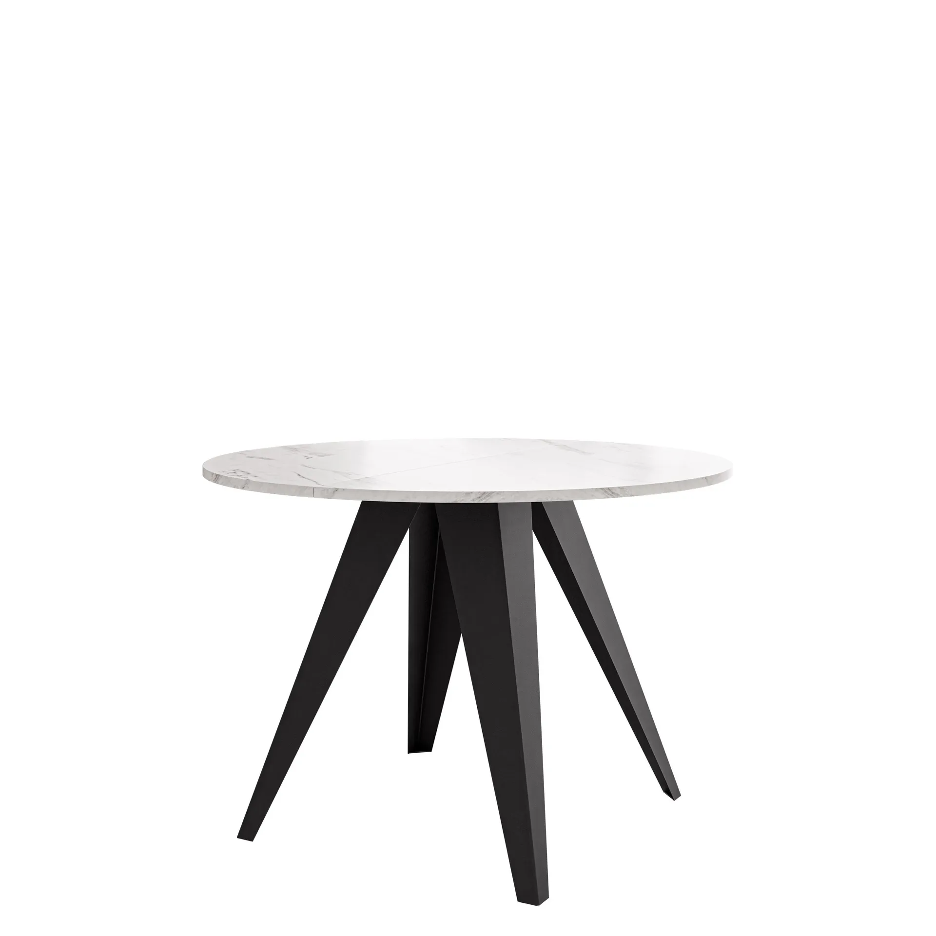 Hoban Spisebord rundt udtrækkeligt 100-138 cm - Sort, hvid (hvid marmorplade)