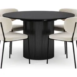 Kopparbo Rundt Spisebord 130 cm Udtrækkeligt med 4 Gemmiano Stole - Sort