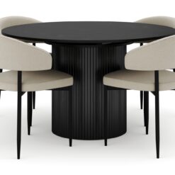 Kopparbo Rundt Spisebord 130 cm Udtrækkeligt med 4 Sawako Stole - Sort