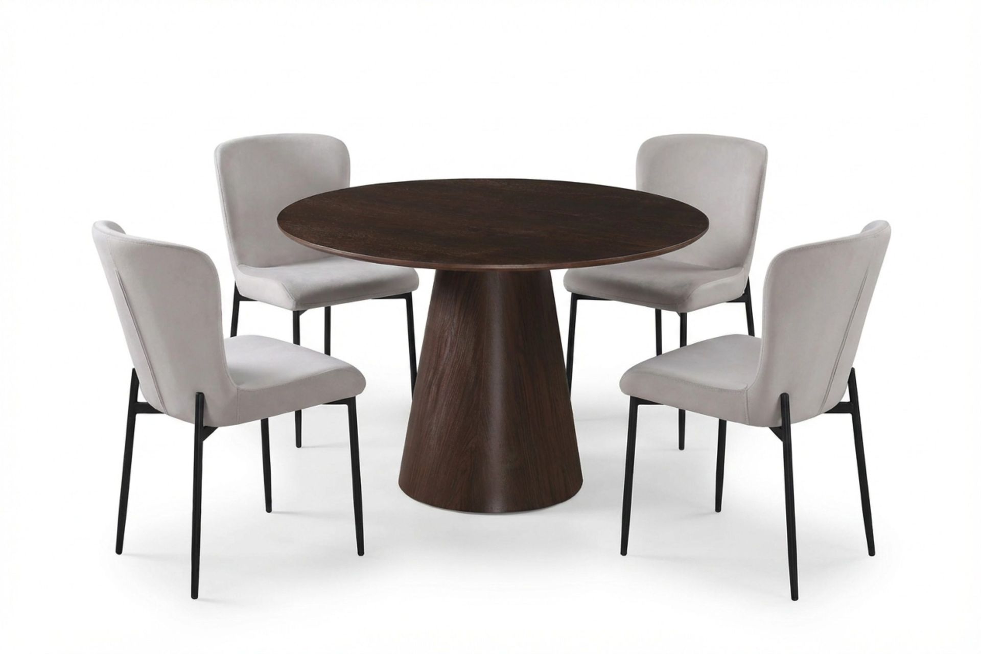 Siena spisegruppe rund 110 cm røget eg med 4 Elsie spisestole - Røget eg/Beige