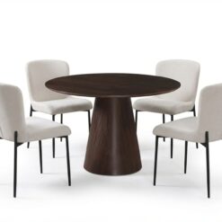 Siena spisegruppe rund 110 cm røget eg med 4 Elsie spisestole - Røget eg/Hvid