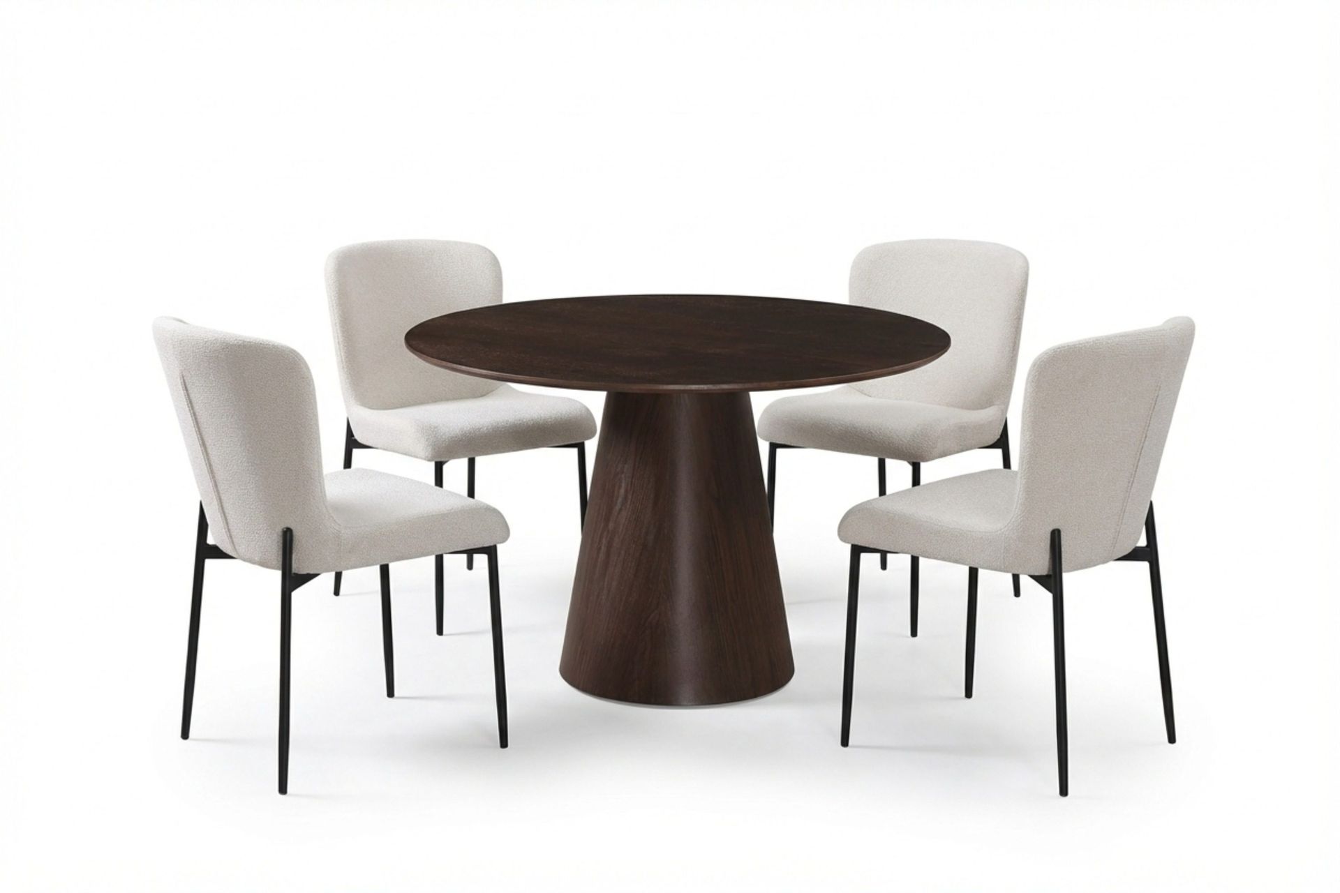 Siena spisegruppe rund 110 cm røget eg med 4 Elsie spisestole - Røget eg/Hvid