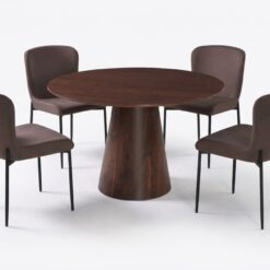 Siena spisegruppe rund 110 cm valnød med 4 Elsie spisestole - Valnød/Brun