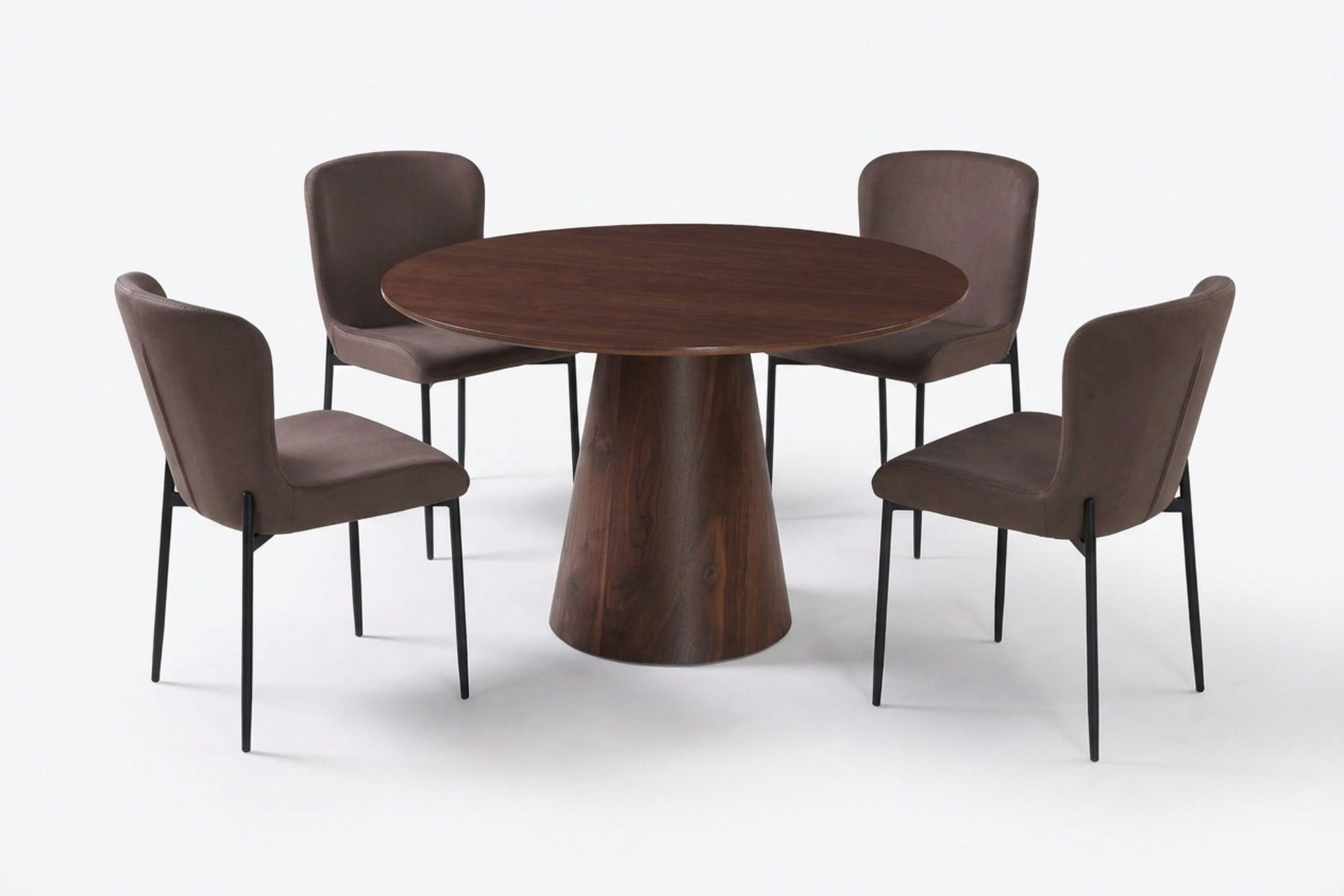 Siena spisegruppe rund 110 cm valnød med 4 Elsie spisestole - Valnød/Brun